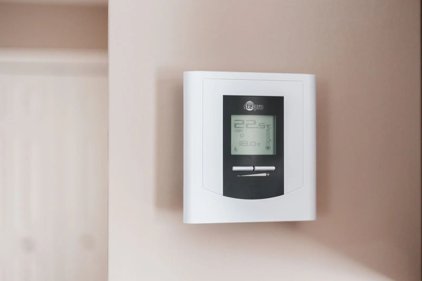 Thermostat on a wall